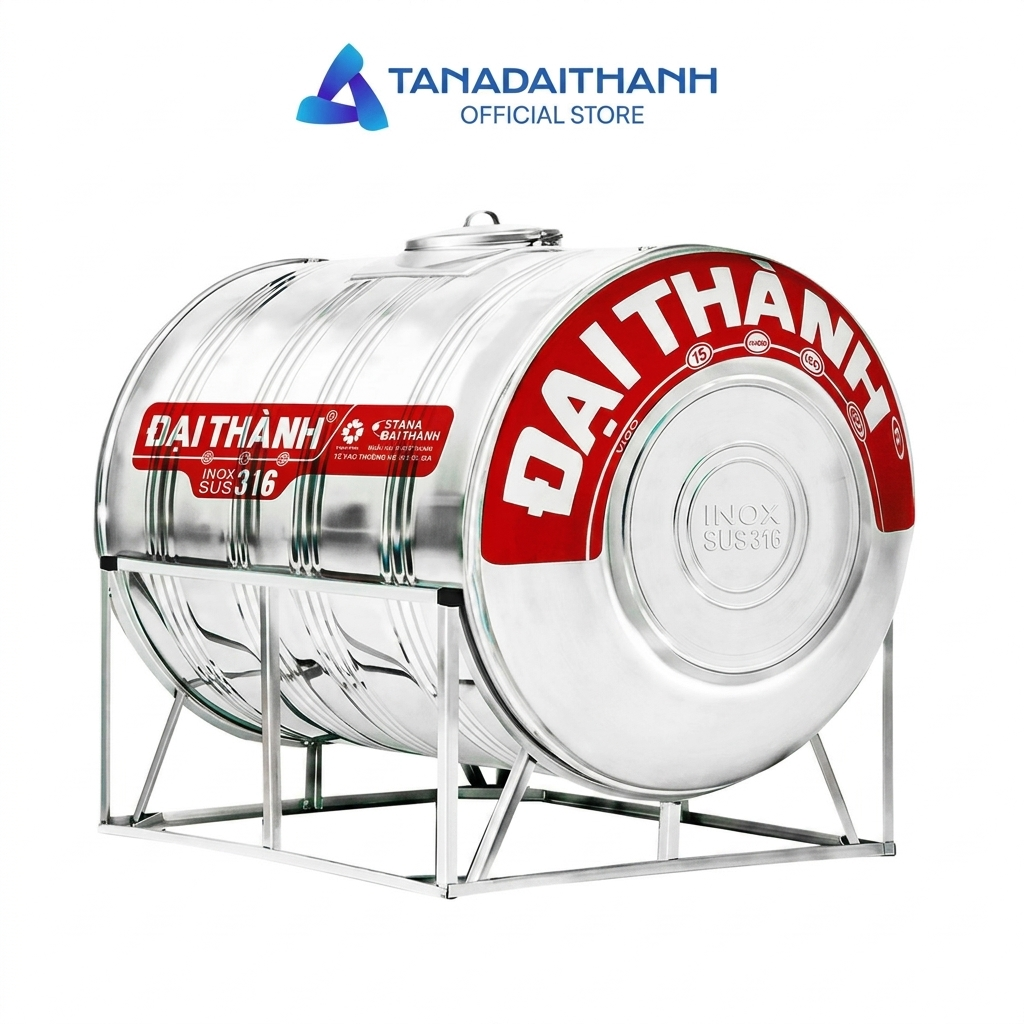 Bồn Nước Inox Đại Thành 1.500L Ngang - SUS 316