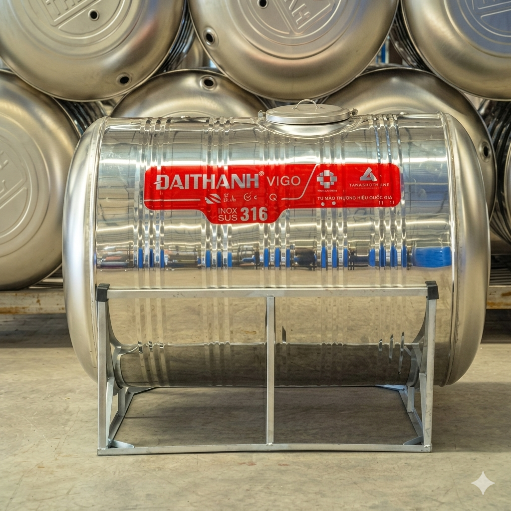 Bồn Nước Inox Đại Thành 1.500L Ngang - SUS 316