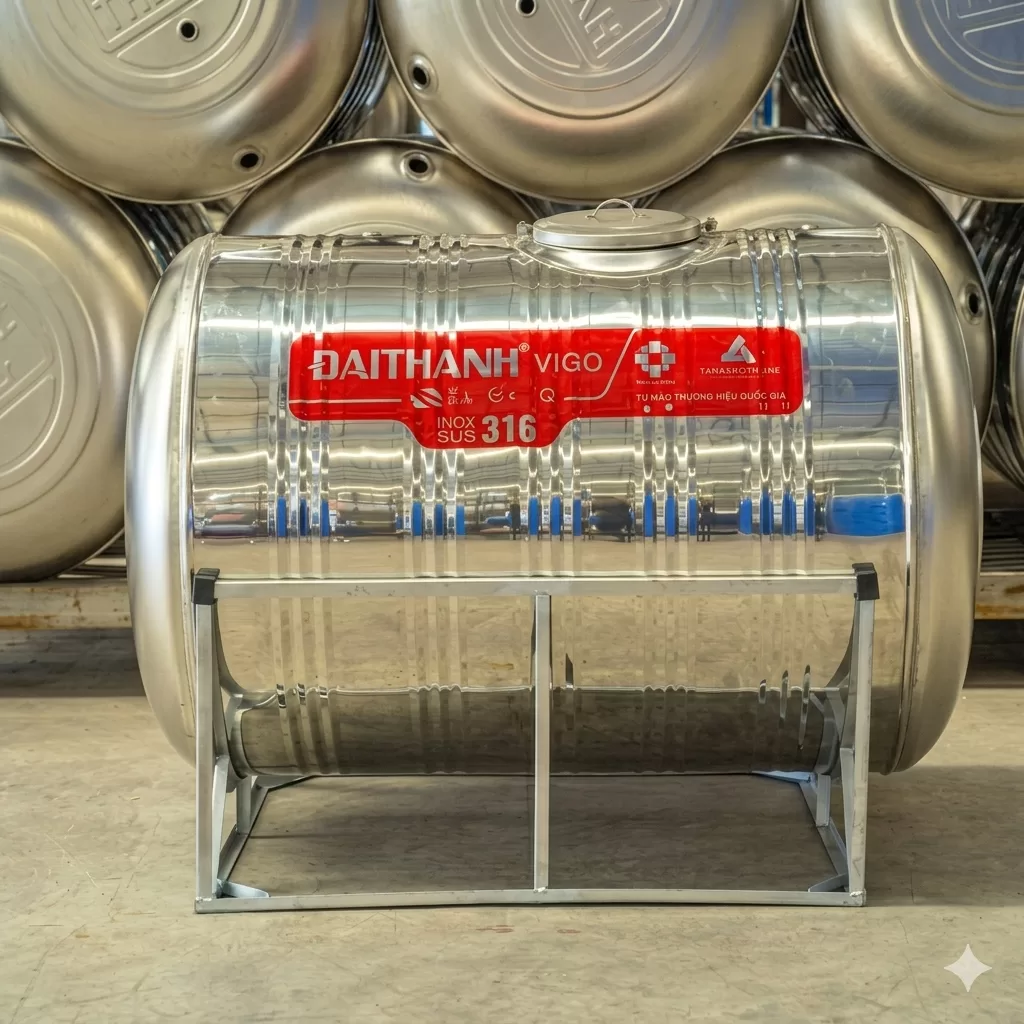 Bồn Nước Inox Đại Thành 1.000L Ngang - SUS 316