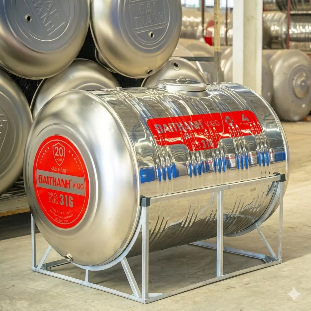 Bồn Nước Inox Đại Thành 1.000L Ngang - SUS 316