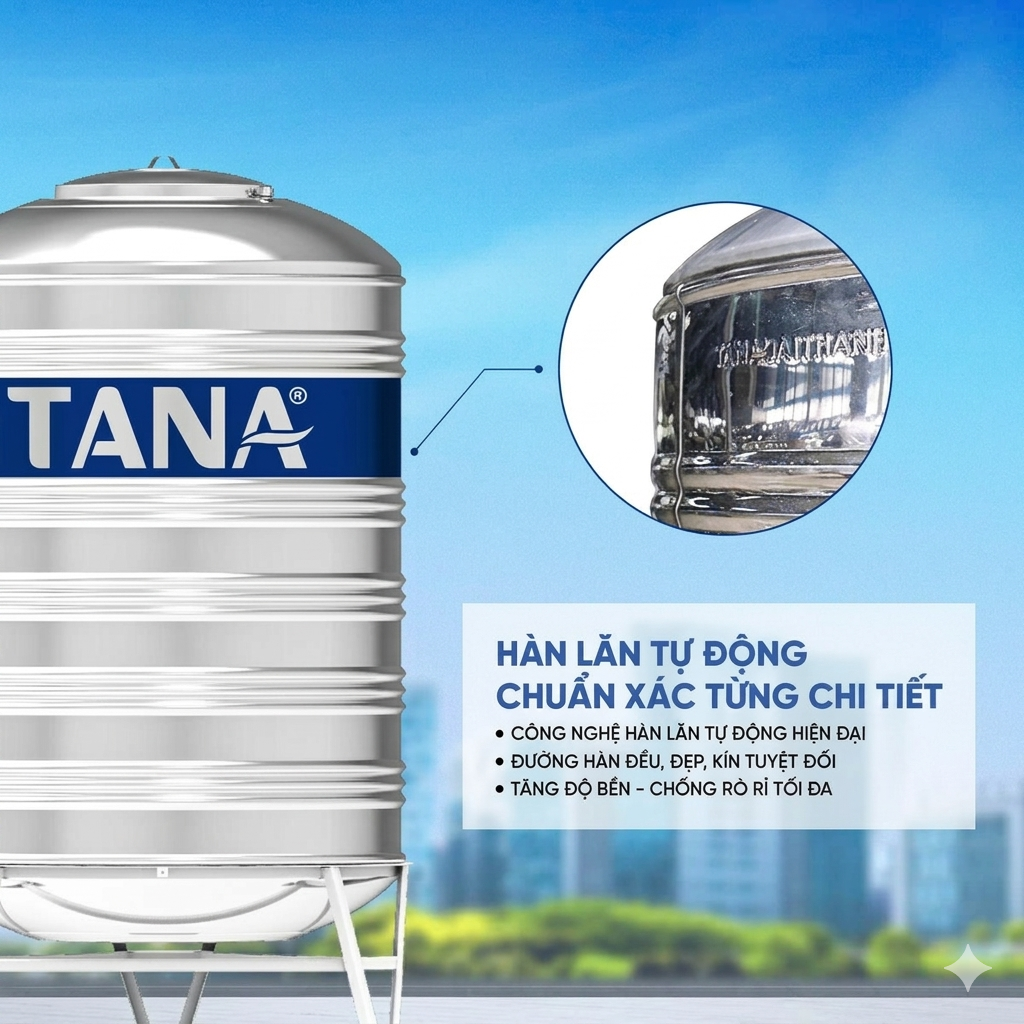 Bồn Nước Inox Tân Á 2.500L Đứng - SUS 304