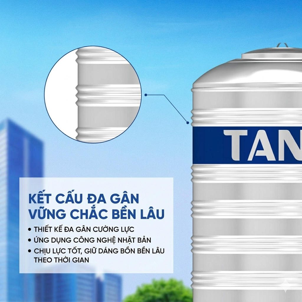 Bồn Nước Inox Tân Á 2.500L Đứng - SUS 304